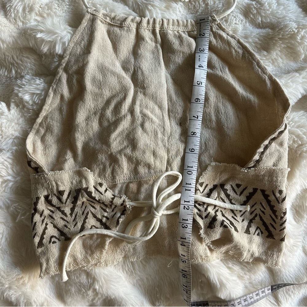 Made in India Festival Cropped Tribal Backless Halter Top in Cream - Picture 9 of 9